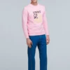 Uomo” loewe Anagram ricamato, maglietta sportiva a maniche lunghe, rosa e rosso, H6109900Cr-7080
